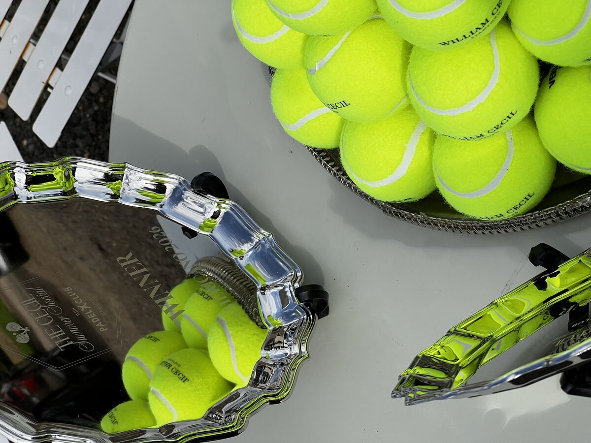 The Cecil Summer Social with Padel X Club winner's trophy and William Cecil branded padel balls